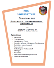 Jahreshauptversammlung der KRK am 13. März 2026