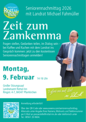 Landkreis Seniorennachmittag am Montag, 9. Februar 2026 im Landratsamt Rottal-Inn