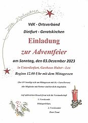 Adventfeier des VdK am 3. Dezember 2023